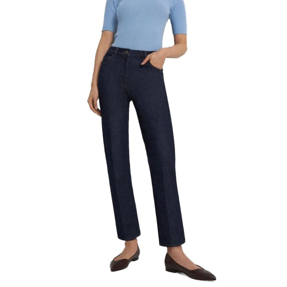 THEORY Treeca Jeans Dark Wash Denim in Indigo Stretch Crop Length Womens Size 27 - Picture 1 of 9